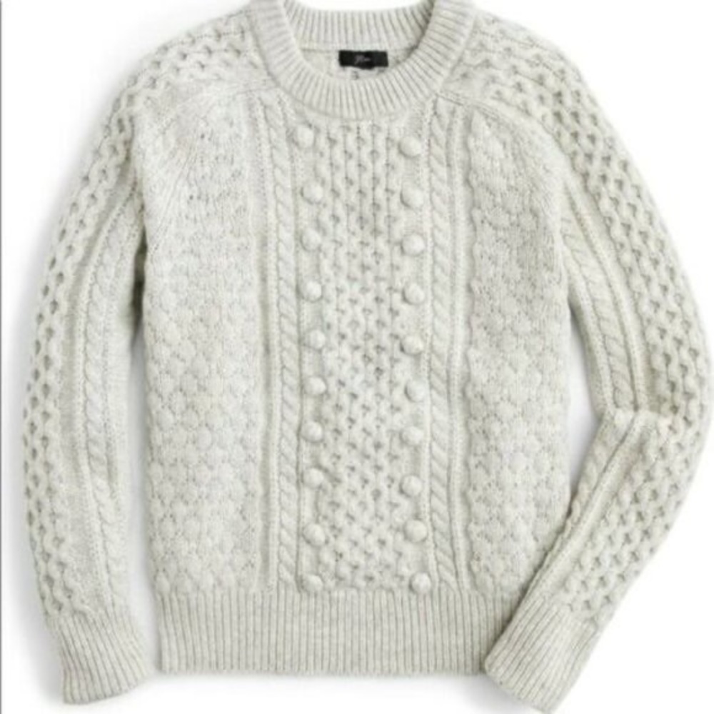 J. Crew Azra Cable Knit Pullover Light Grey XS - Picture 2 of 7
